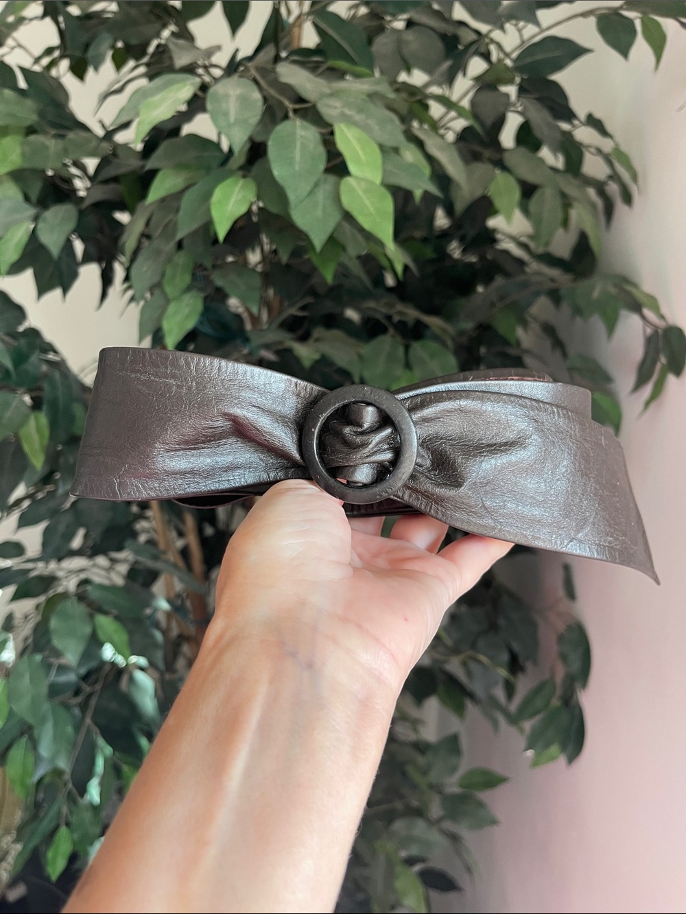 B3. Vintage | Brown Genuine Leather Adjustable Wrap Belt | Made in Canada | 39"